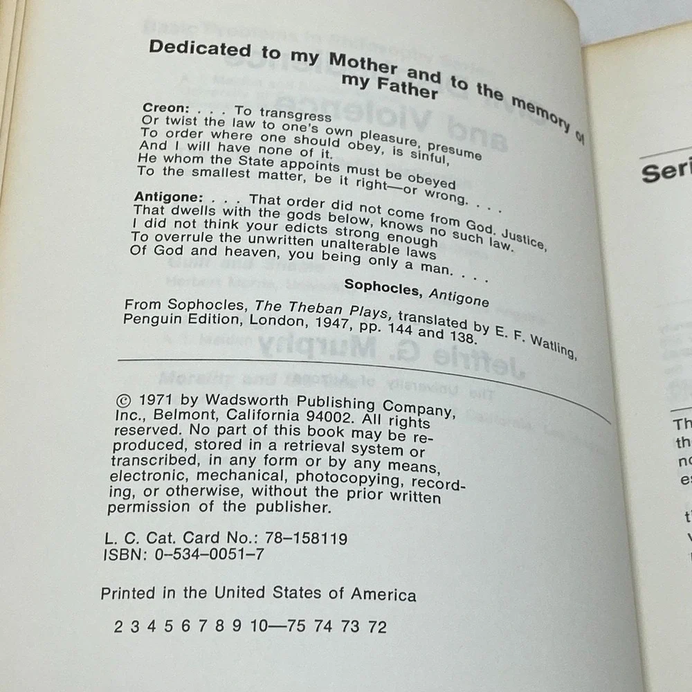 Civil Disobedience and Violence Jeffrie G Murphy 1970s 2nd Ed.‎ College Textbook